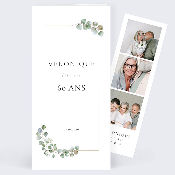 Invitation Anniversaire Adulte Cadre Ocre Eucalyptus