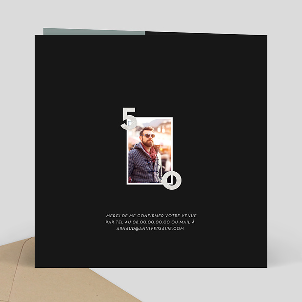 Invitation Anniversaire 50 ans Vintage Verso