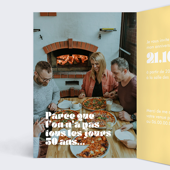 Invitation anniversaire 50 ans Original Intérieur Gauche