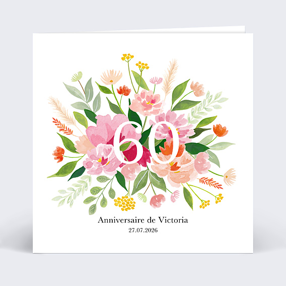 Invitation anniversaire Aquarelle Champêtre
