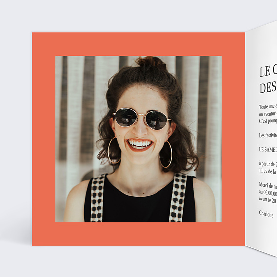 Invitation anniversaire Confettis Colorés Intérieur Gauche