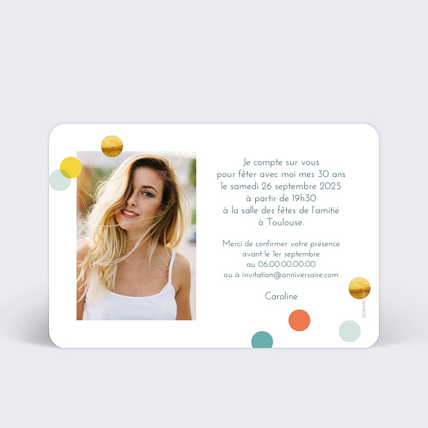 Invitation Anniversaire Confettis Chic Verso