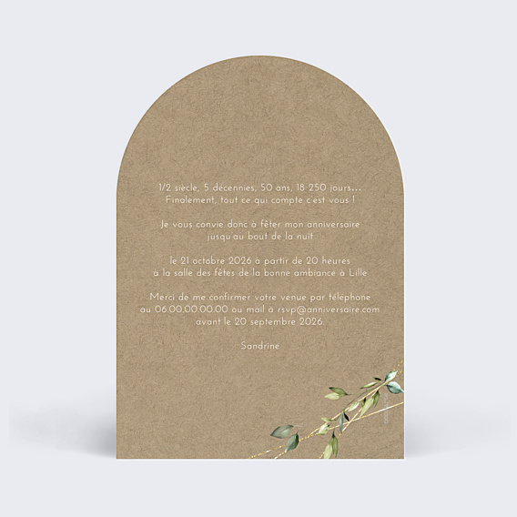 Invitation Anniversaire Adulte Eucalyptus Elégant