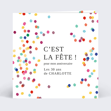 Invitation Anniversaire Adulte Confettis Colorés