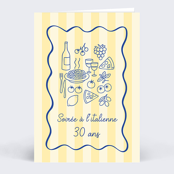 Invitation anniversaire Soirée à l'italienne