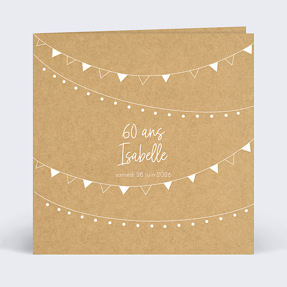 Invitation Anniversaire Adulte Fanions Bucoliques Kraft