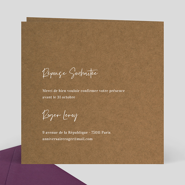Invitation Anniversaire Bohème Verso
