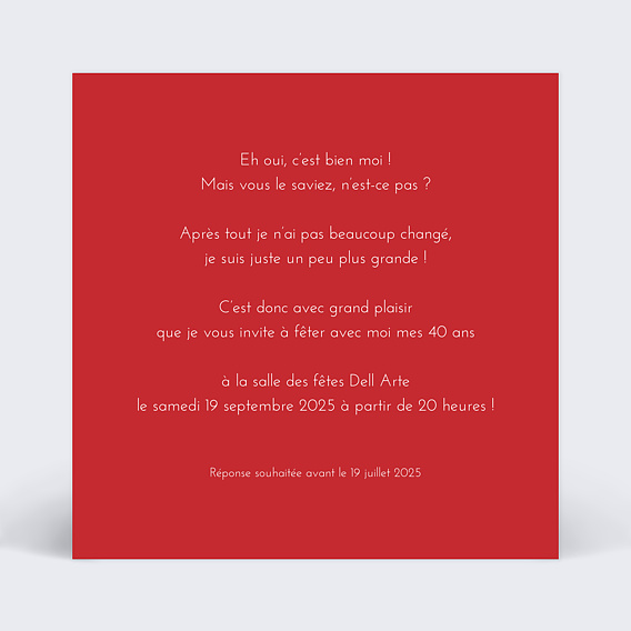 Invitation anniversaire Devine Qui C'est Verso