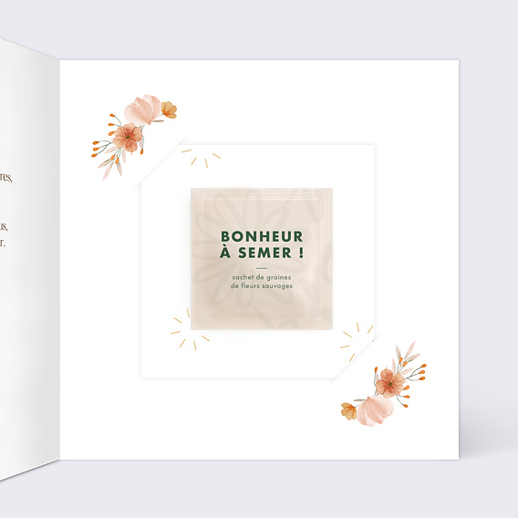 Invitation anniversaire Flower of Fall Graines à planter Intérieur Droit