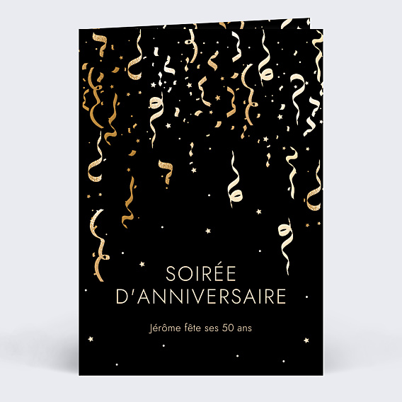 Invitation Anniversaire Adulte Motif Noir & Ocre