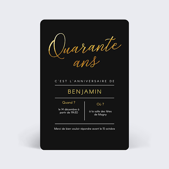 Invitation Anniversaire Adulte Quarante Chic