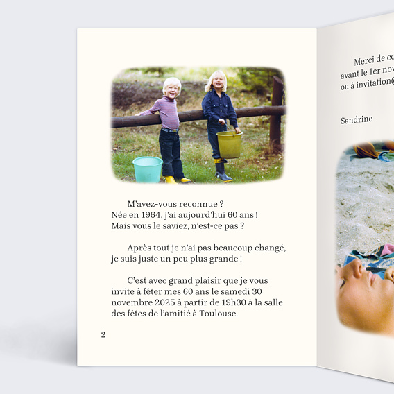 Invitation anniversaire Livre Jeunesse Intérieur Gauche