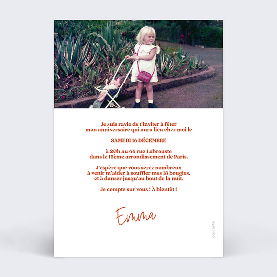 Invitation anniversaire Wavy Verso