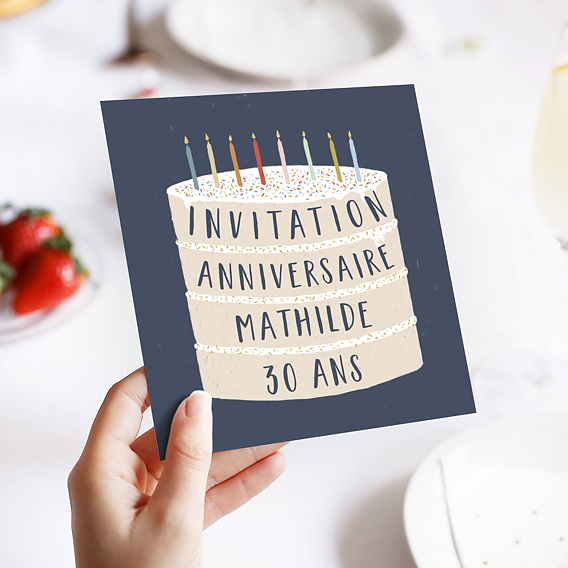 Invitation Anniversaire Adulte Gâteau d'Anniversaire
