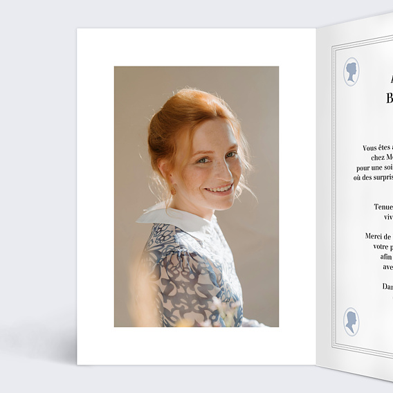 Invitation anniversaire Portrait régence Intérieur Gauche