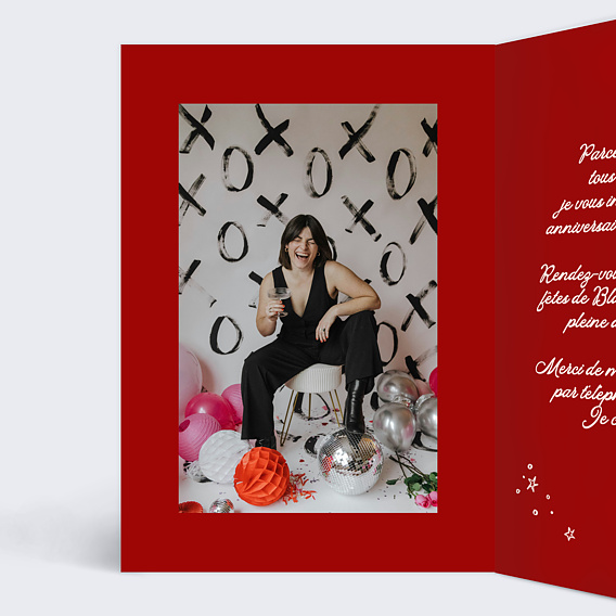 Invitation anniversaire Gâteau dessiné Intérieur Gauche