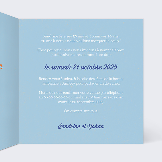 Invitation anniversaire 2 Bonnes Raisons Intérieur Droit