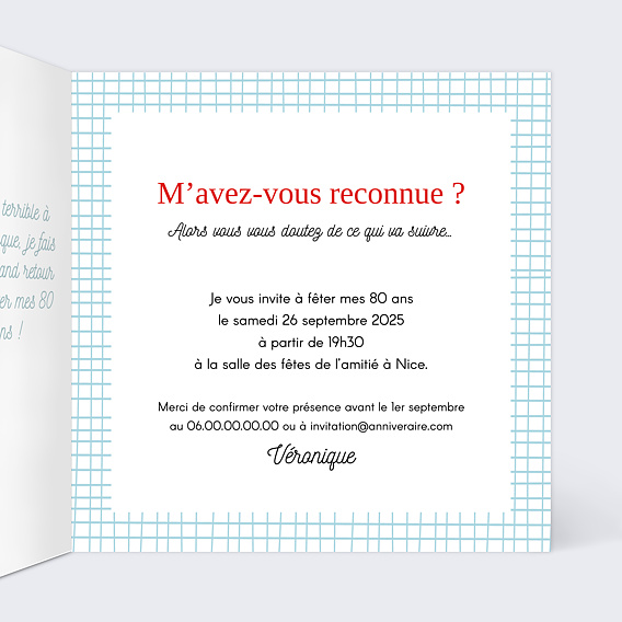 Invitation anniversaire Cahier d'École Intérieur Droit