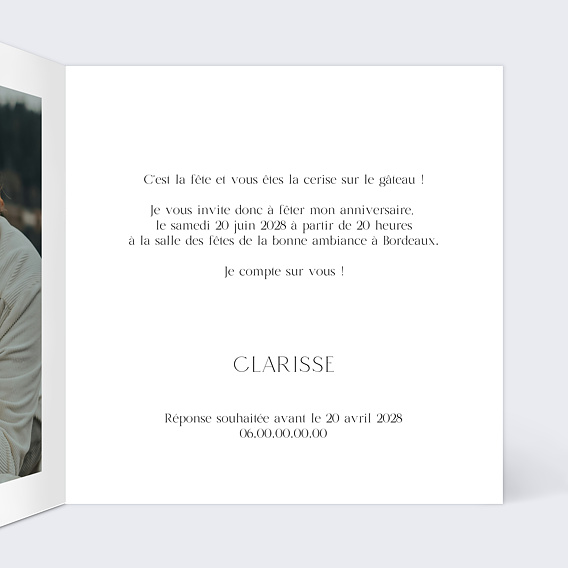 Invitation anniversaire Couronne chic Intérieur Droit