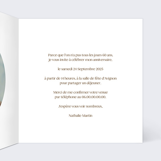 Invitation anniversaire Couronne Printanière Intérieur Droit