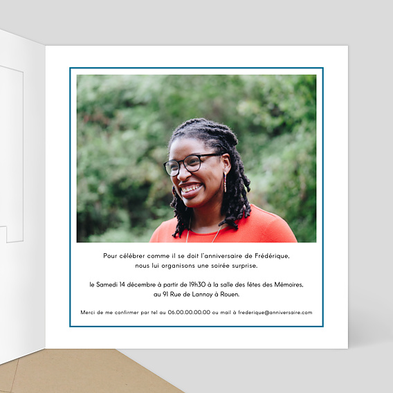 Invitation anniversaire Découpe Cadre  Intérieur Droit