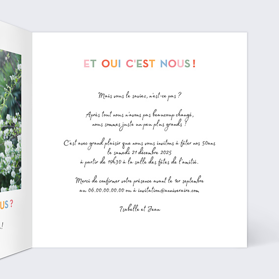 Invitation anniversaire Devinette Colorée Multi Anniversaire Intérieur Droit