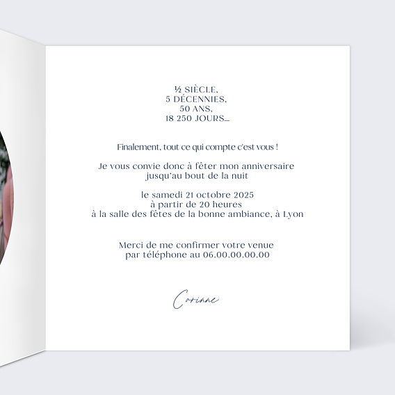 Invitation anniversaire Esprit Azulejos Intérieur Droit