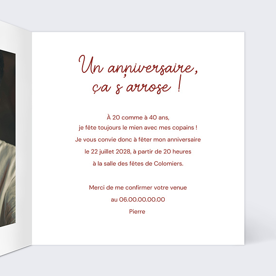 Invitation anniversaire Festival du vin Intérieur Droit