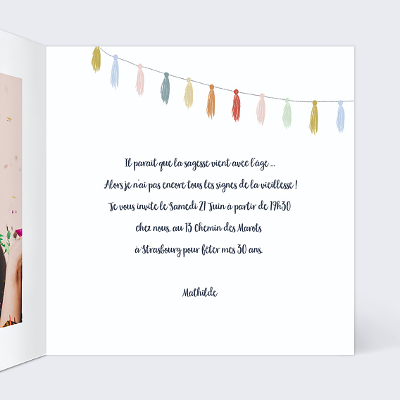 Invitation anniversaire Gâteau d'Anniversaire Intérieur Droit