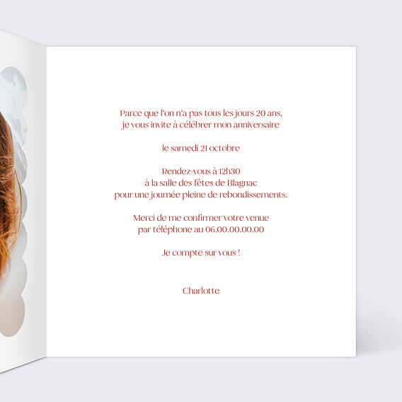 Invitation anniversaire Gâteau glacé Intérieur Droit