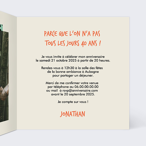 Invitation anniversaire Ghetto Blaster Intérieur Droit