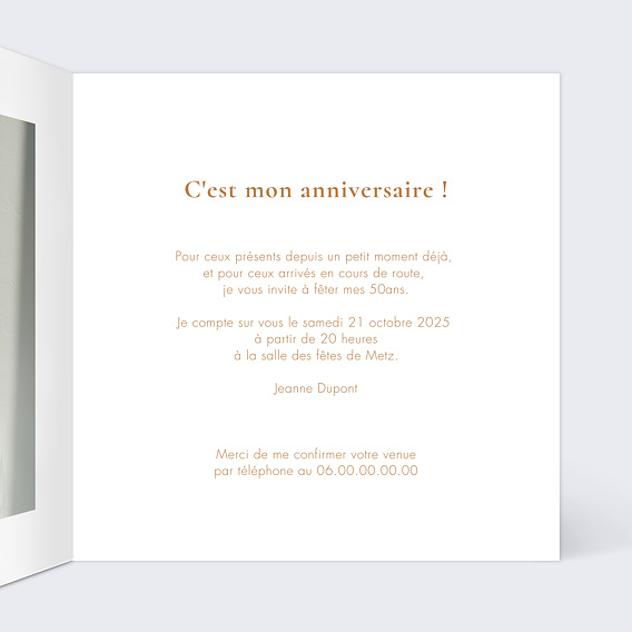 Invitation anniversaire Jardin Sauvage Intérieur Droit