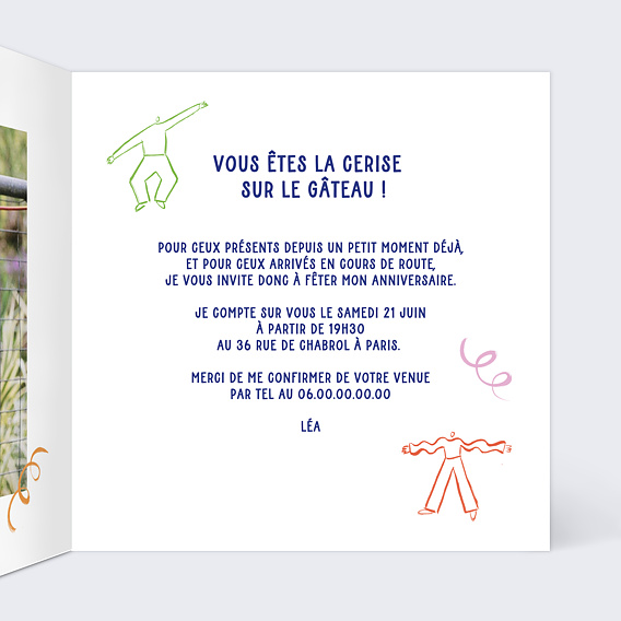 Invitation anniversaire Jazz Intérieur Droit