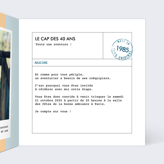 Invitation anniversaire Made in Intérieur Droit