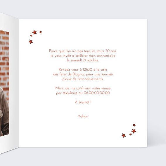 Invitation anniversaire Maestro pizza Intérieur Droit