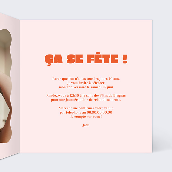 Invitation anniversaire Pêle-mêle de fête Intérieur Droit