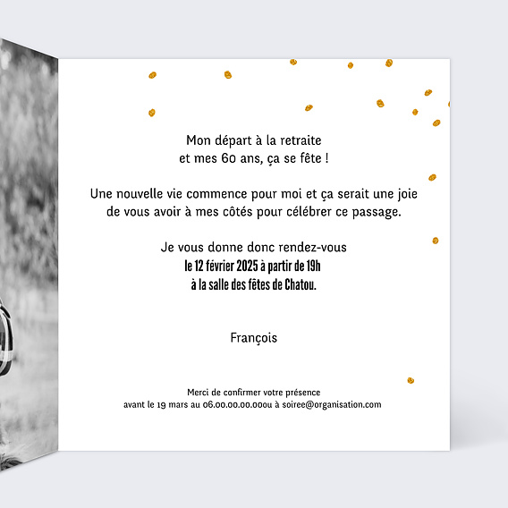 Invitation anniversaire Poussières Étoiles Intérieur Droit