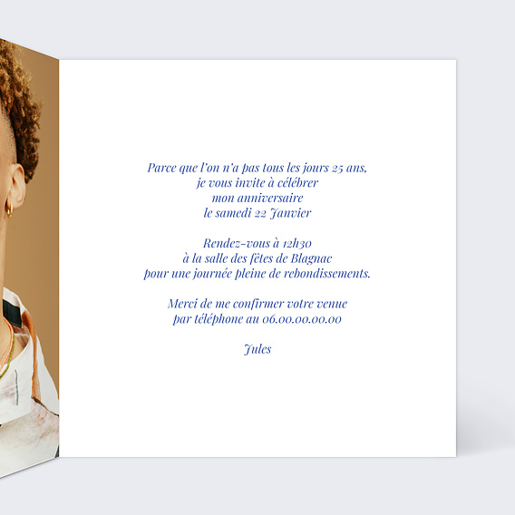 Invitation anniversaire Save the date agenda Intérieur Droit