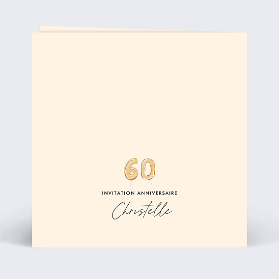 Invitation anniversaire Chiffre Ballon 60 Verso