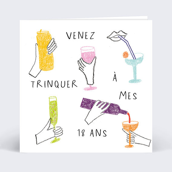 Invitation anniversaire Levons nos Verres Dessin