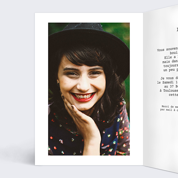 Invitation Anniversaire Adulte Polaroïd Simple 4 faces