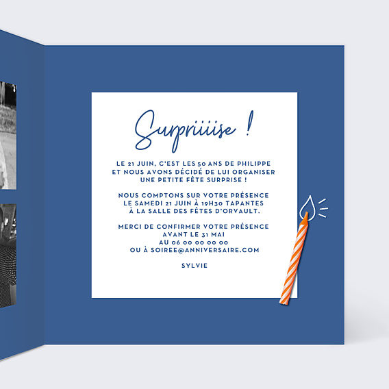 Invitation Anniversaire Adulte Bougie