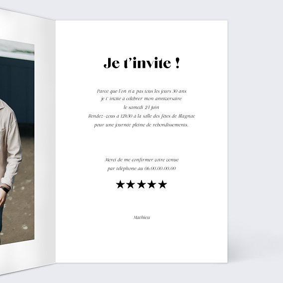 Invitation anniversaire Affiche de film Intérieur Droit