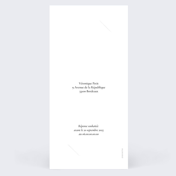 Invitation anniversaire Cadre Ocre Eucalyptus Verso