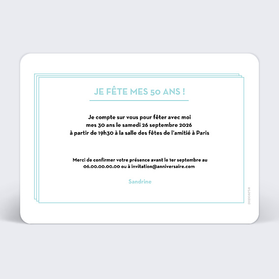 Invitation Anniversaire Adulte Double Filet