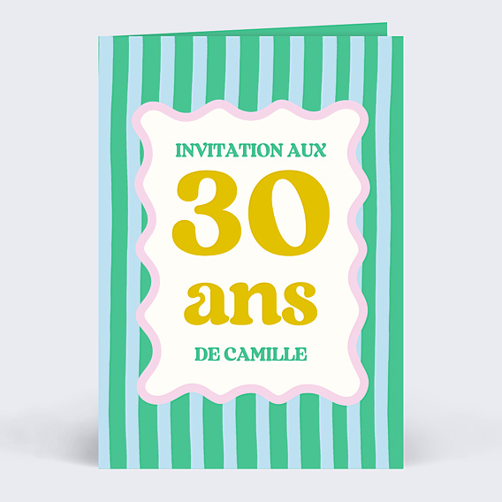 Invitation Anniversaire Adulte Wavy stripes