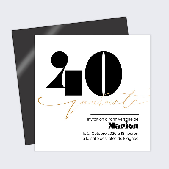 Invitation Anniversaire Adulte 40 ans Moderne