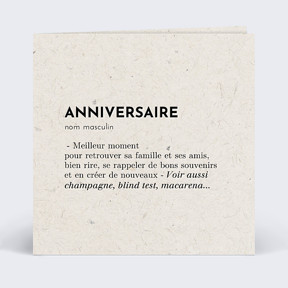 Invitation Anniversaire Adulte Dictionnaire