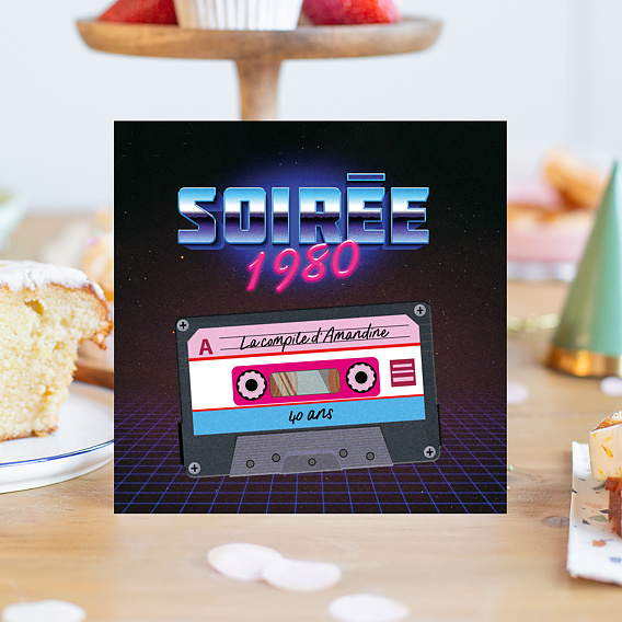 Invitation anniversaire Cassette 80's Après 1