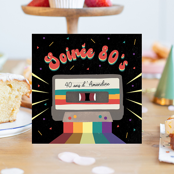 Invitation anniversaire Cassette Disco